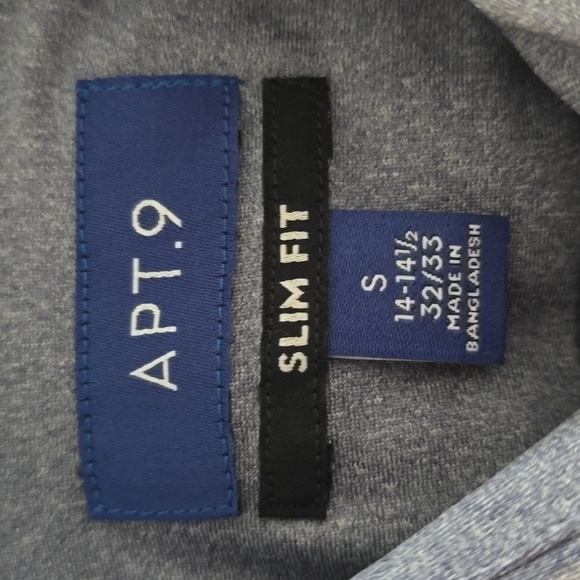 APT.9 MENS BLUE/GRAY LONG SLEEVE FRONT BUTTON DRESS SHIRT SIZE SLIM FIT SMALL - Picture 4 of 10